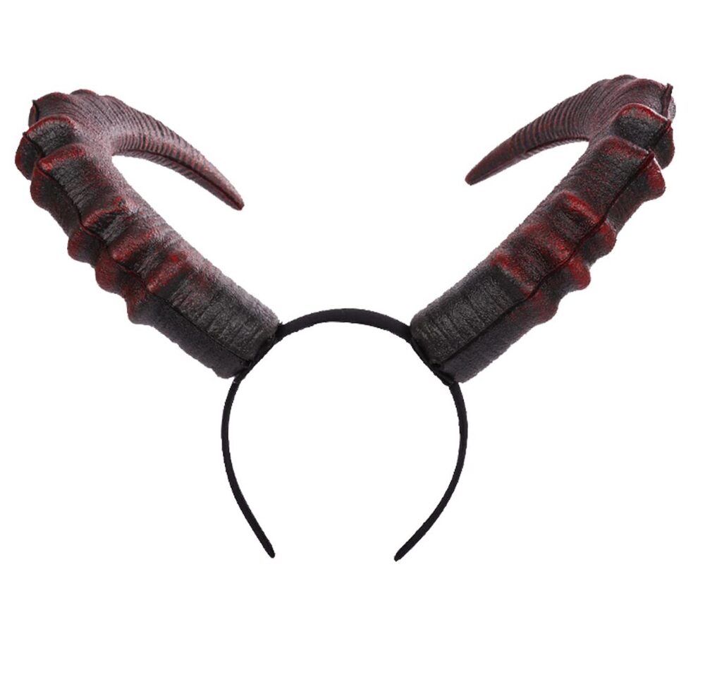 3503 Gothic Demon Horn Headband Realistic Long Devil Horn Headpiece